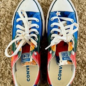 Converse Blue and Red Platform Sneakers